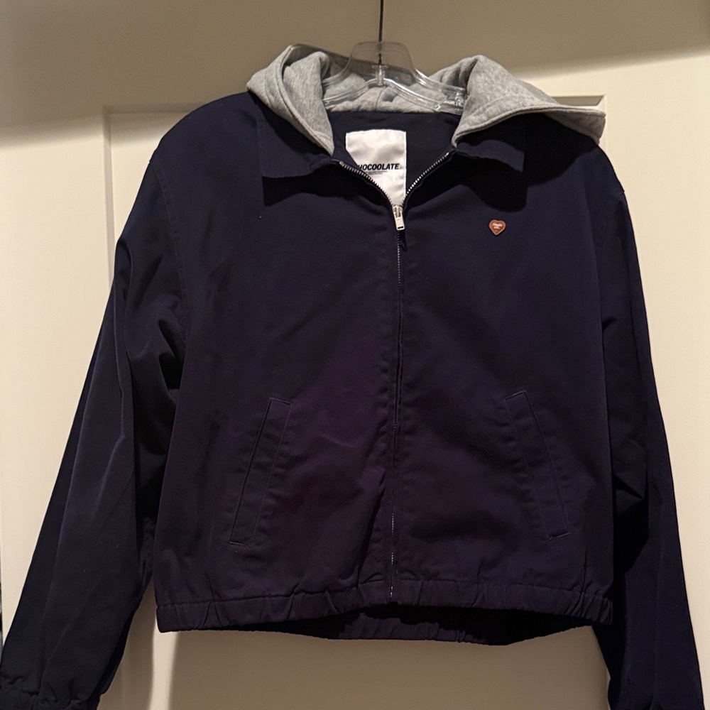 Chocolate Navy and Gray Hooded Jacket